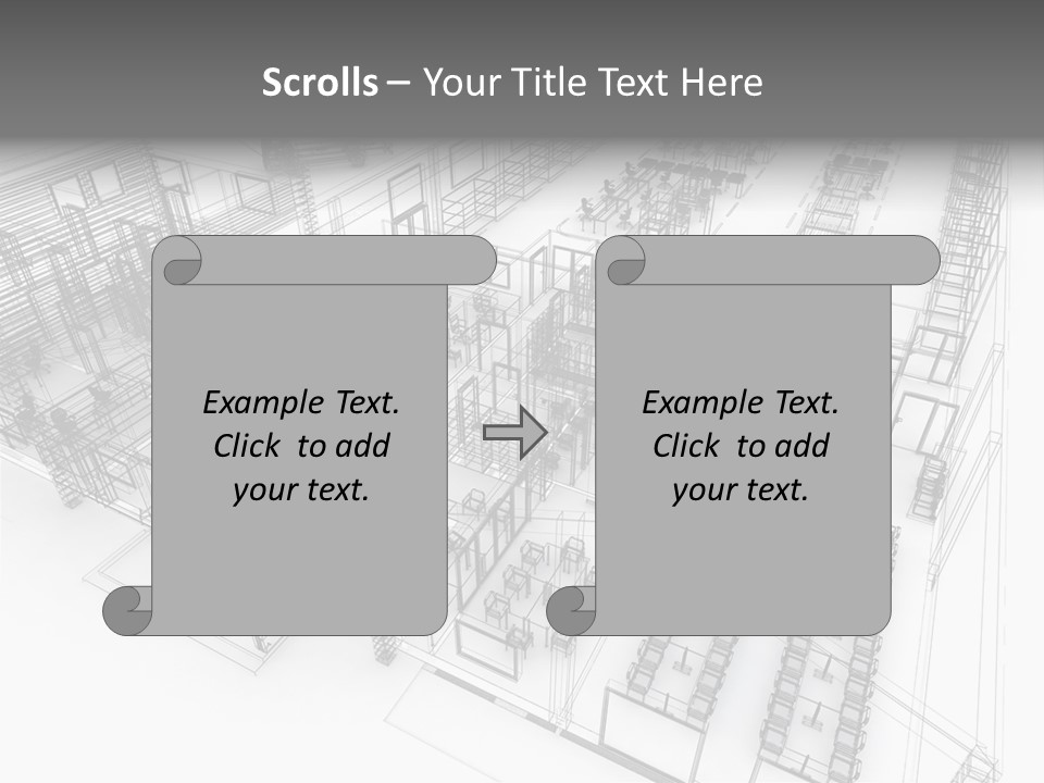 A Large Group Of Tables And Chairs In A Room PowerPoint Template