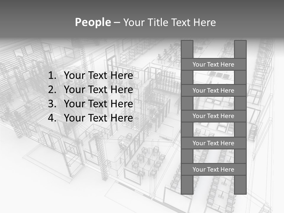 A Large Group Of Tables And Chairs In A Room PowerPoint Template