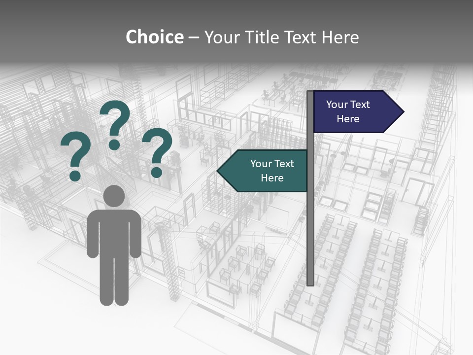 A Large Group Of Tables And Chairs In A Room PowerPoint Template