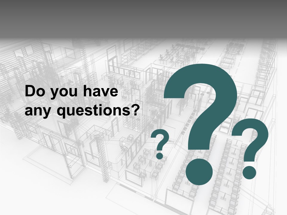 A Large Group Of Tables And Chairs In A Room PowerPoint Template