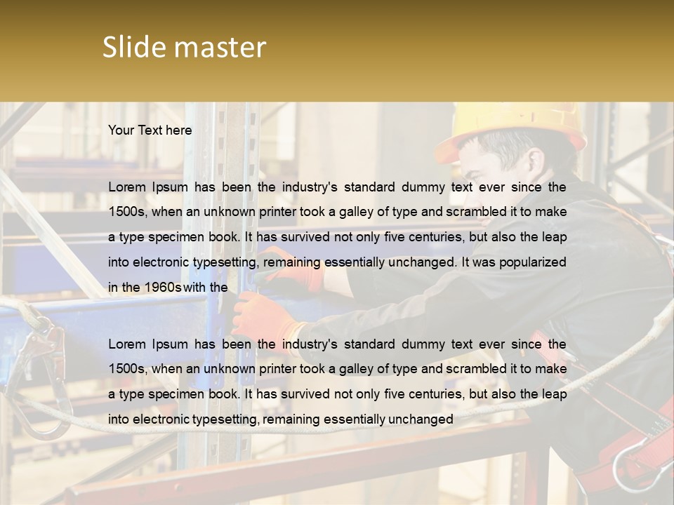 A Man In A Hard Hat And Safety Gear Working On A Machine PowerPoint Template