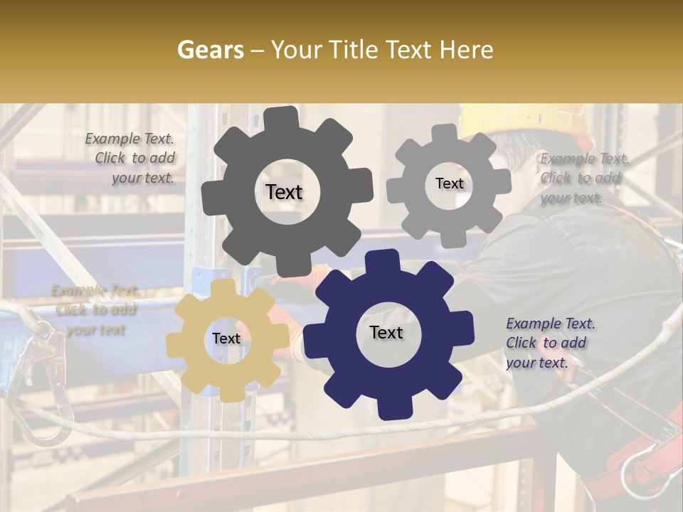 A Man In A Hard Hat And Safety Gear Working On A Machine PowerPoint Template