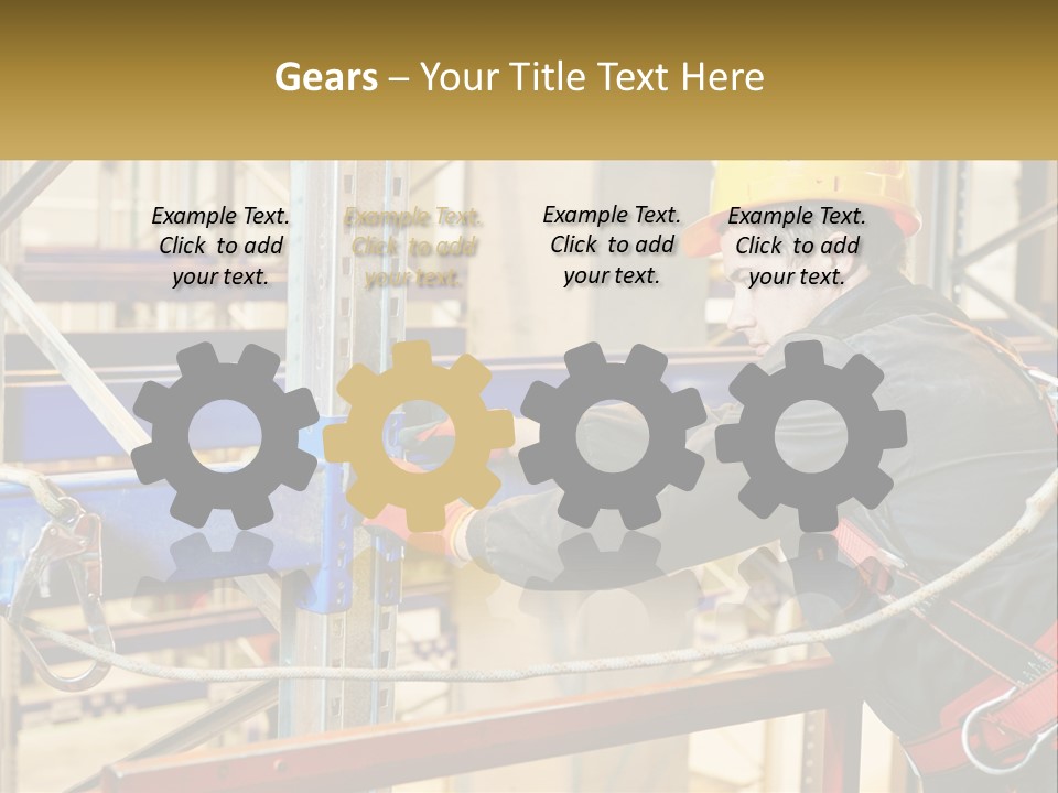 A Man In A Hard Hat And Safety Gear Working On A Machine PowerPoint Template