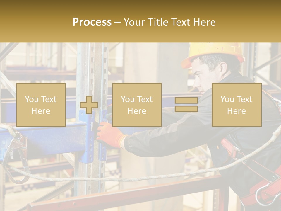 A Man In A Hard Hat And Safety Gear Working On A Machine PowerPoint Template