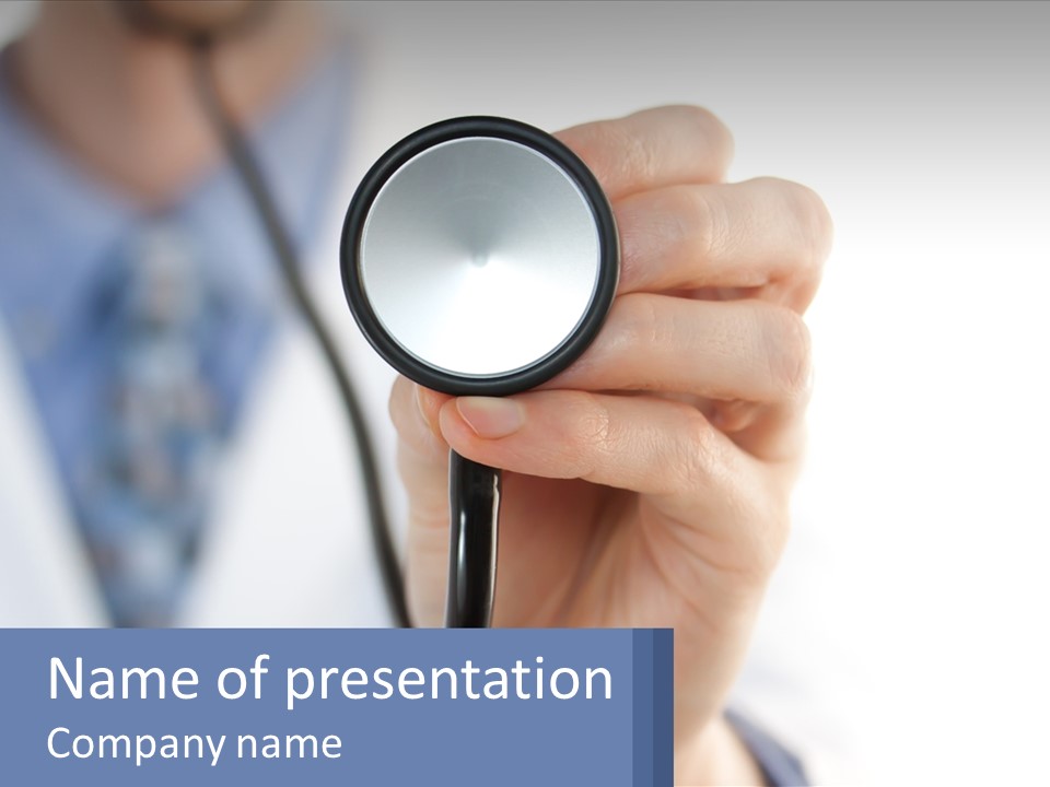 A Person Holding A Stethoscope Up To Their Eye PowerPoint Template