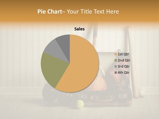 A Tennis Racket, Ball, Glove And Other Sports Equipment On A Wooden Floor PowerPoint Template