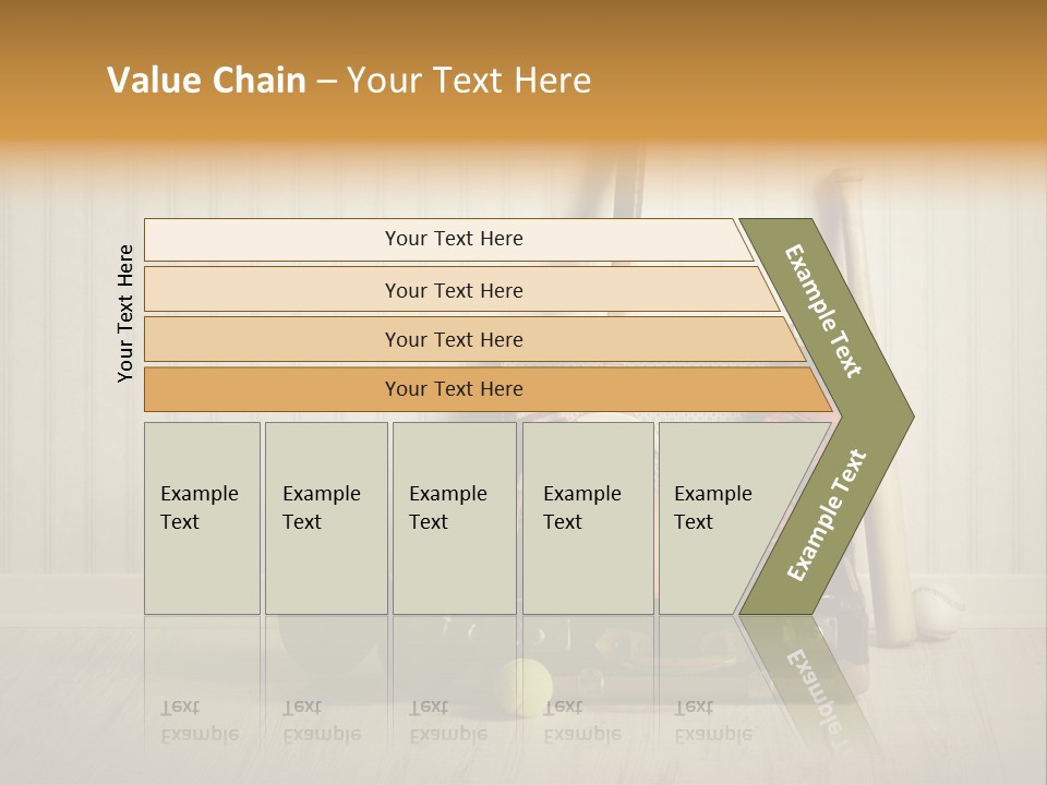 A Tennis Racket, Ball, Glove And Other Sports Equipment On A Wooden Floor PowerPoint Template