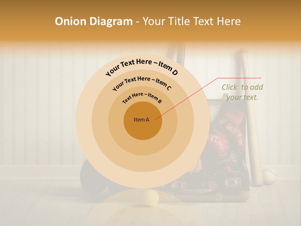 A Tennis Racket, Ball, Glove And Other Sports Equipment On A Wooden Floor PowerPoint Template