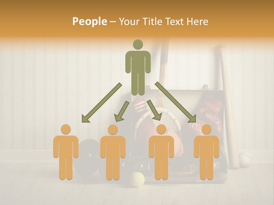 A Tennis Racket, Ball, Glove And Other Sports Equipment On A Wooden Floor PowerPoint Template