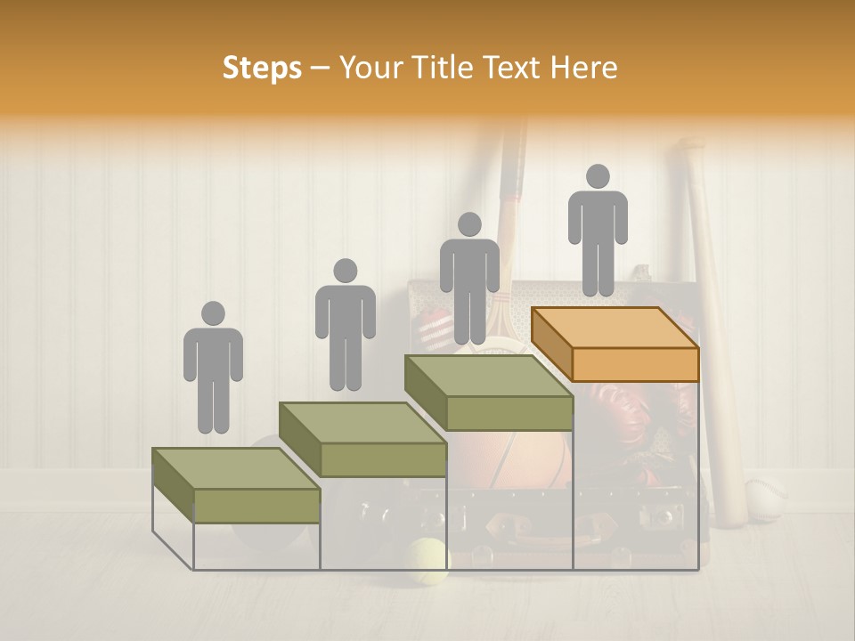 A Tennis Racket, Ball, Glove And Other Sports Equipment On A Wooden Floor PowerPoint Template