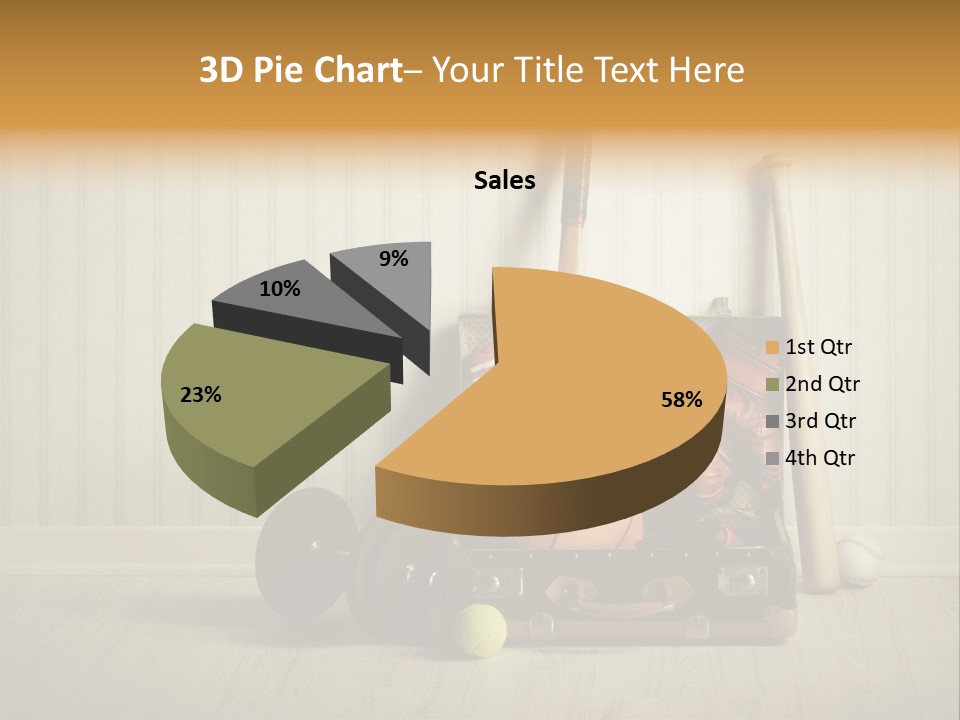 A Tennis Racket, Ball, Glove And Other Sports Equipment On A Wooden Floor PowerPoint Template