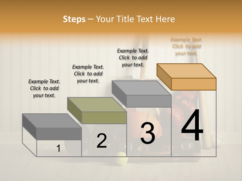 A Tennis Racket, Ball, Glove And Other Sports Equipment On A Wooden Floor PowerPoint Template