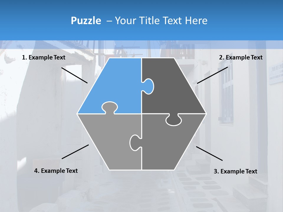 A Narrow Street With White Buildings And Blue Shutters PowerPoint Template