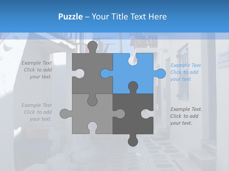 A Narrow Street With White Buildings And Blue Shutters PowerPoint Template