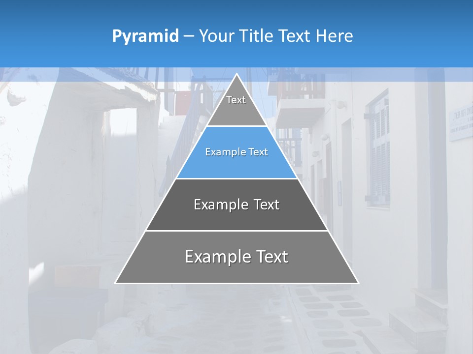 A Narrow Street With White Buildings And Blue Shutters PowerPoint Template