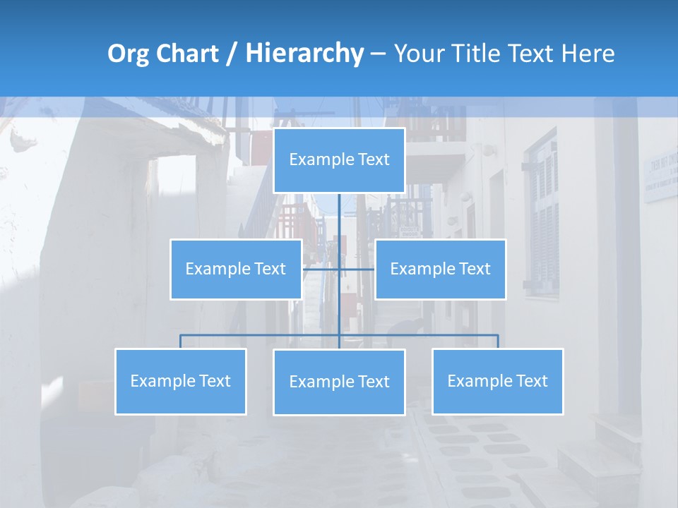A Narrow Street With White Buildings And Blue Shutters PowerPoint Template