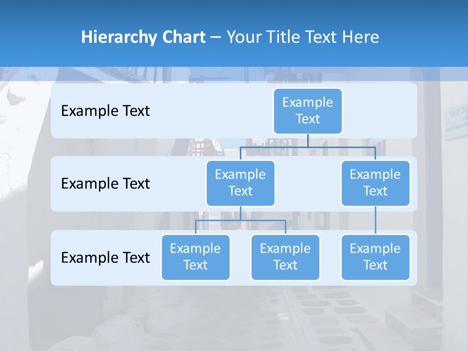 A Narrow Street With White Buildings And Blue Shutters PowerPoint Template