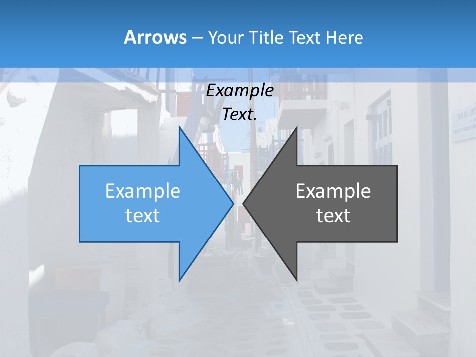 A Narrow Street With White Buildings And Blue Shutters PowerPoint Template