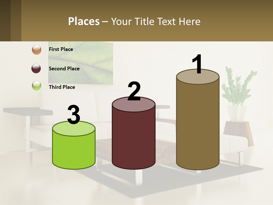 A Living Room With A White Couch And A Coffee Table PowerPoint Template