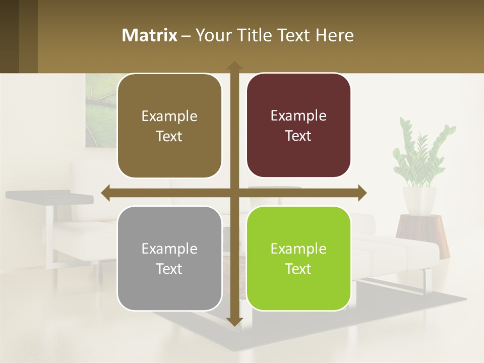 A Living Room With A White Couch And A Coffee Table PowerPoint Template