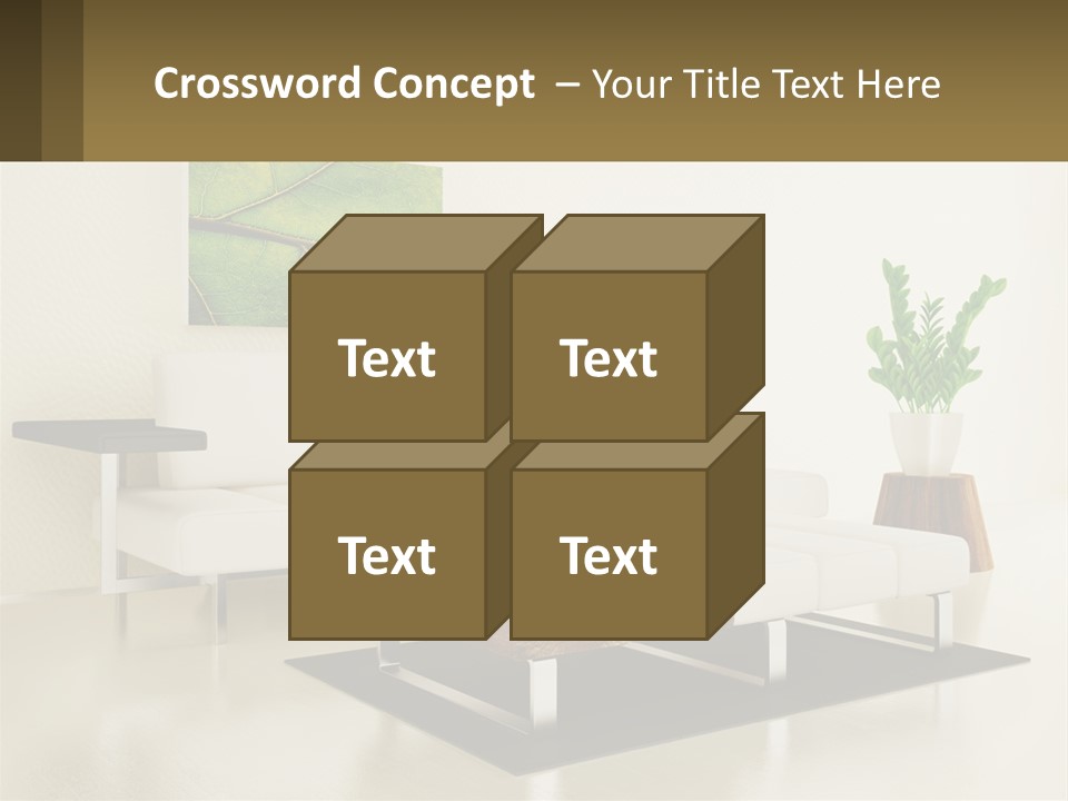 A Living Room With A White Couch And A Coffee Table PowerPoint Template