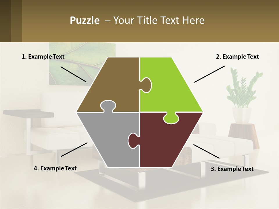 A Living Room With A White Couch And A Coffee Table PowerPoint Template