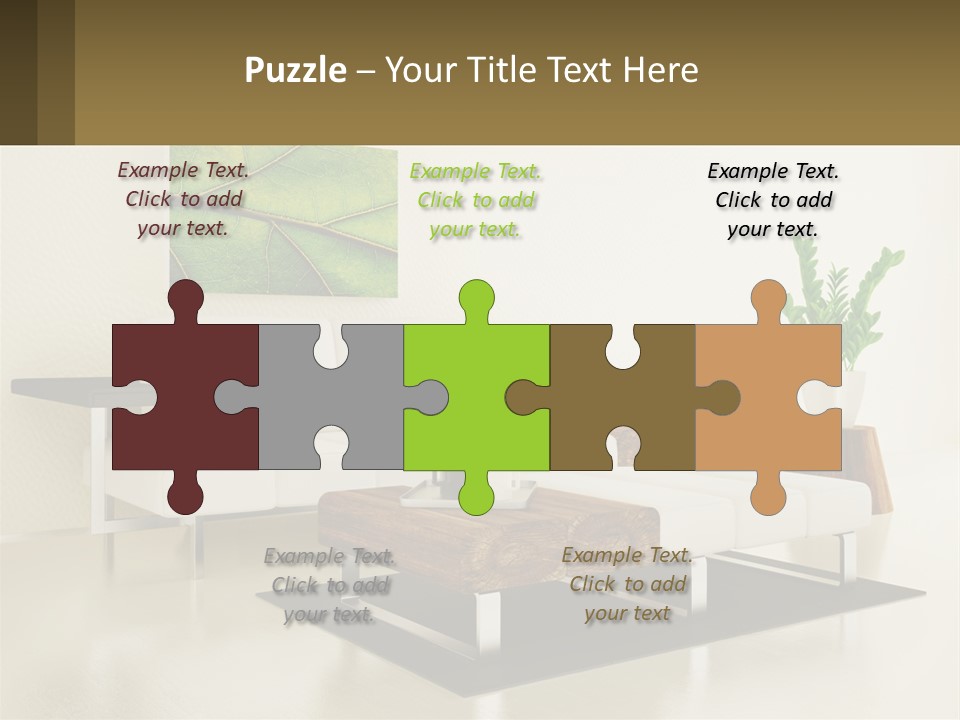 A Living Room With A White Couch And A Coffee Table PowerPoint Template