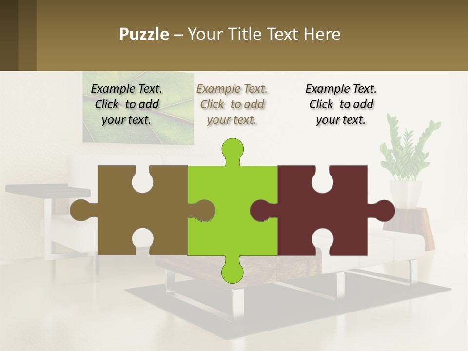 A Living Room With A White Couch And A Coffee Table PowerPoint Template