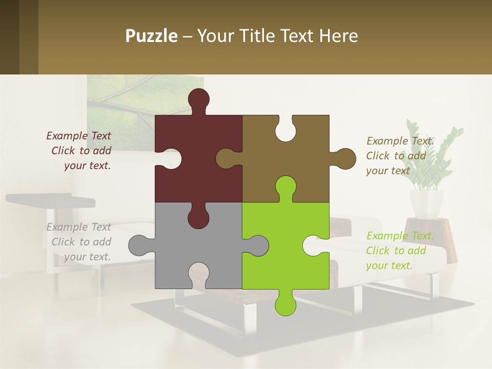 A Living Room With A White Couch And A Coffee Table PowerPoint Template