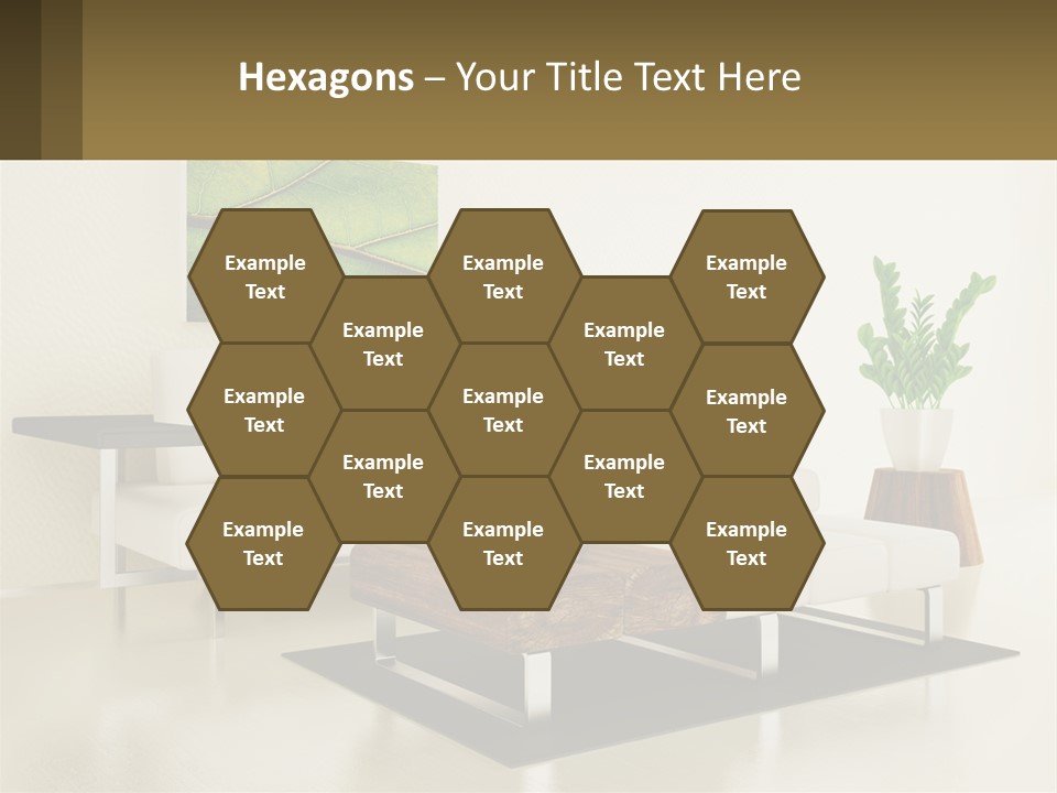 A Living Room With A White Couch And A Coffee Table PowerPoint Template