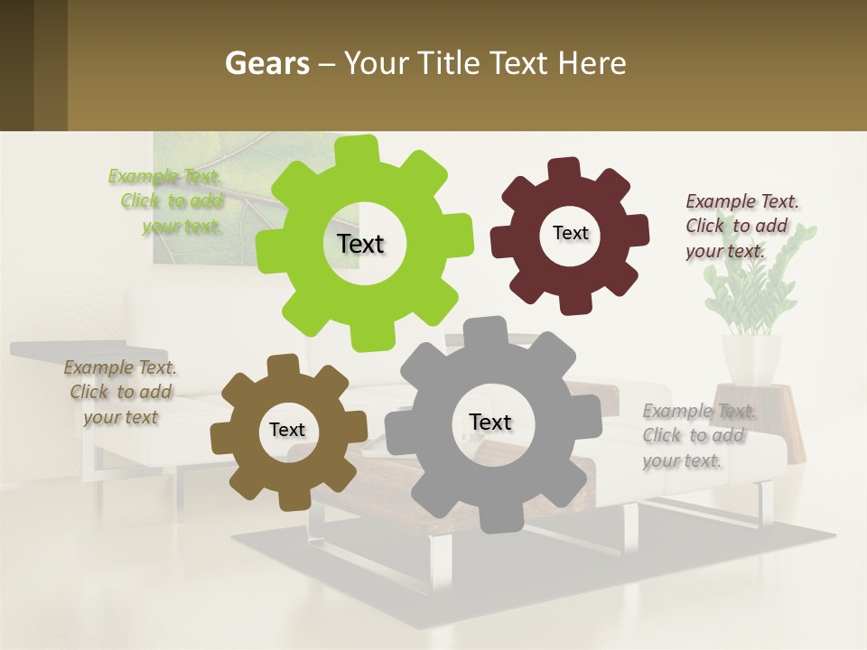 A Living Room With A White Couch And A Coffee Table PowerPoint Template