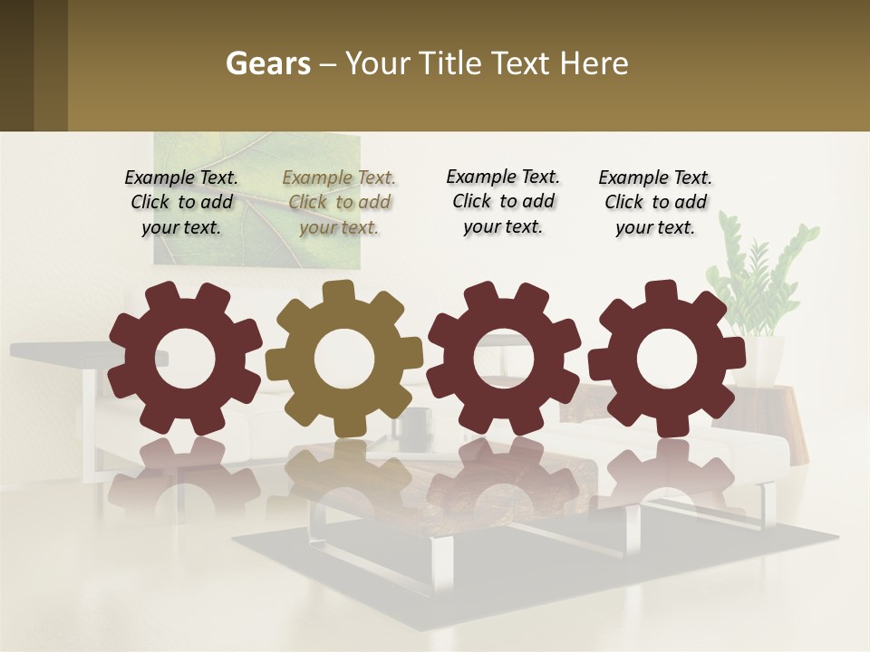 A Living Room With A White Couch And A Coffee Table PowerPoint Template