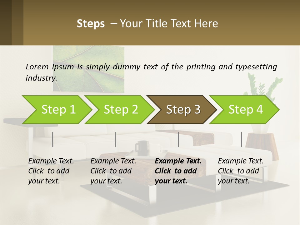 A Living Room With A White Couch And A Coffee Table PowerPoint Template