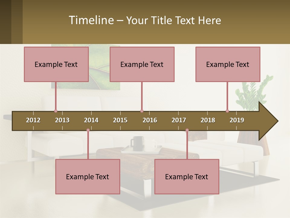 A Living Room With A White Couch And A Coffee Table PowerPoint Template