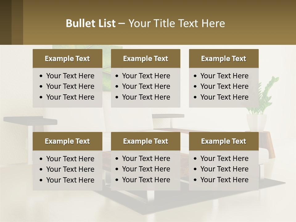 A Living Room With A White Couch And A Coffee Table PowerPoint Template