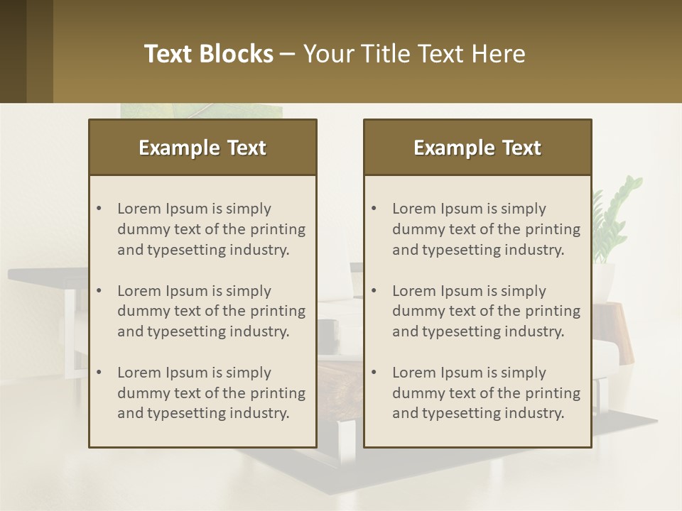 A Living Room With A White Couch And A Coffee Table PowerPoint Template