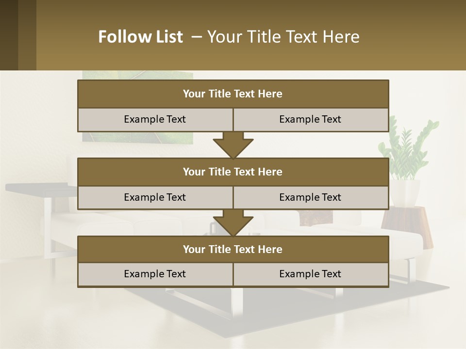 A Living Room With A White Couch And A Coffee Table PowerPoint Template