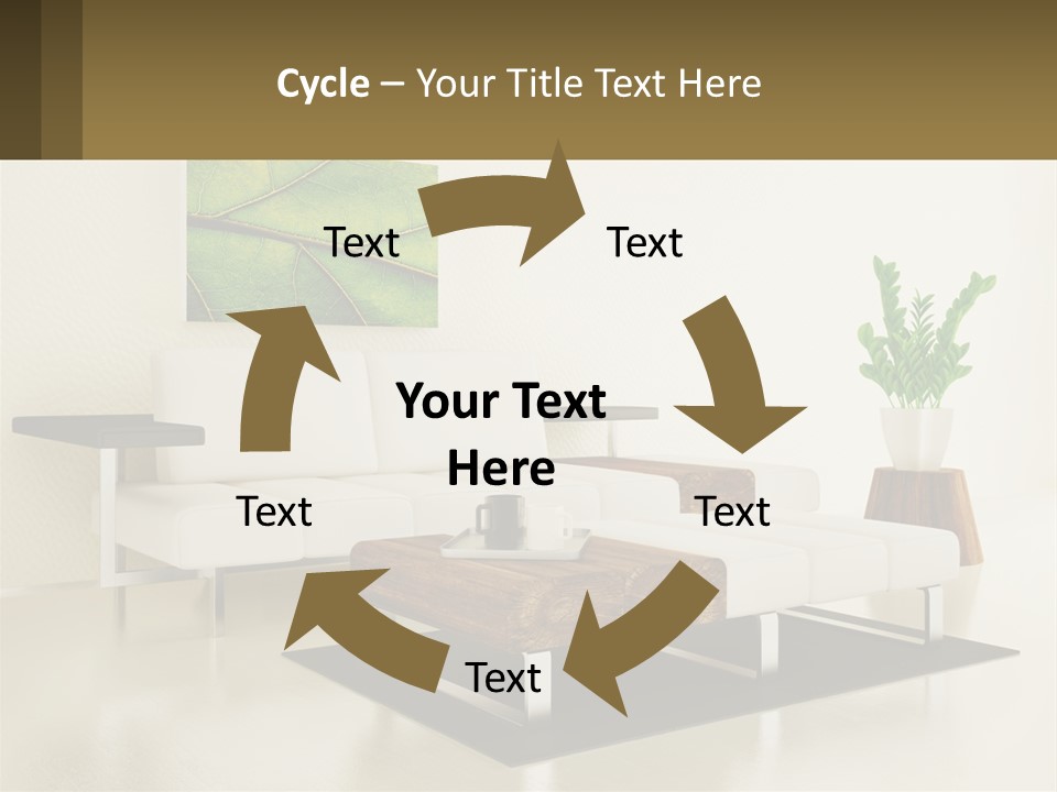 A Living Room With A White Couch And A Coffee Table PowerPoint Template