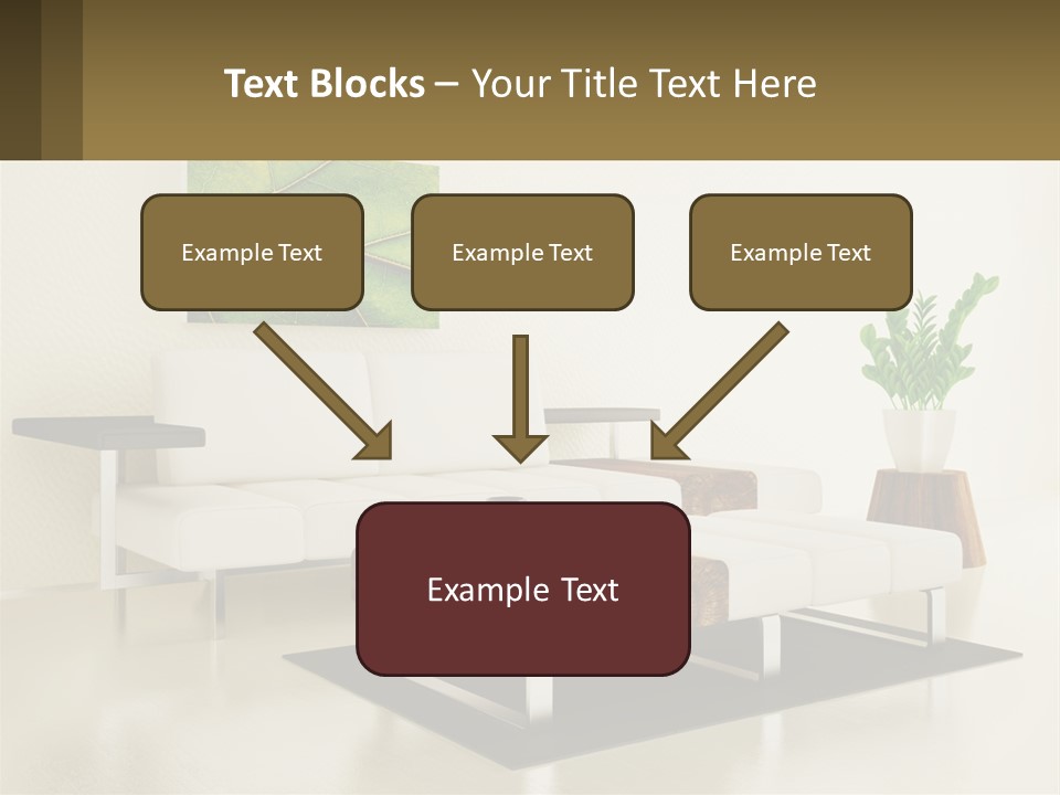 A Living Room With A White Couch And A Coffee Table PowerPoint Template