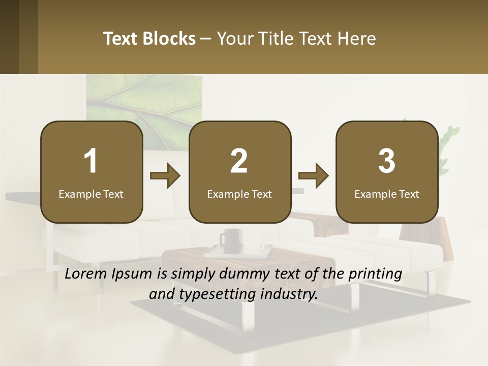 A Living Room With A White Couch And A Coffee Table PowerPoint Template