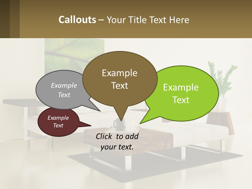 A Living Room With A White Couch And A Coffee Table PowerPoint Template