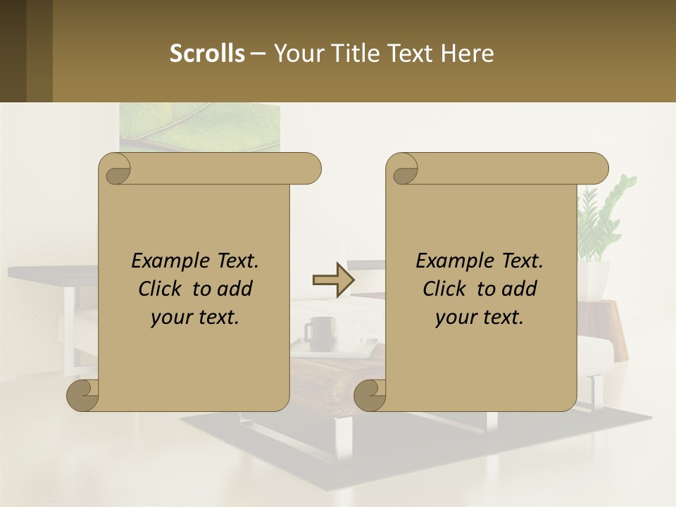 A Living Room With A White Couch And A Coffee Table PowerPoint Template