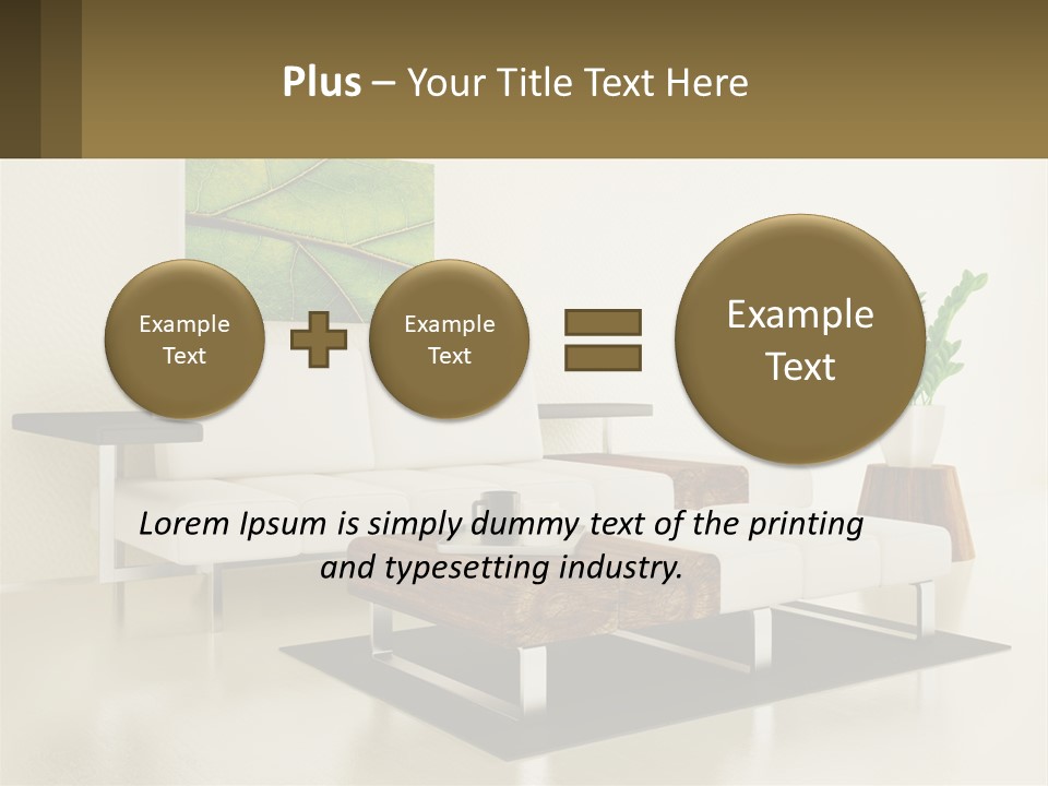 A Living Room With A White Couch And A Coffee Table PowerPoint Template
