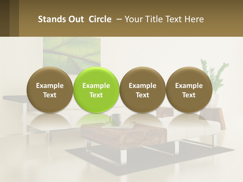 A Living Room With A White Couch And A Coffee Table PowerPoint Template