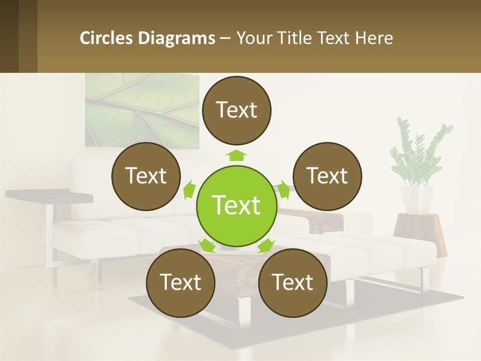 A Living Room With A White Couch And A Coffee Table PowerPoint Template