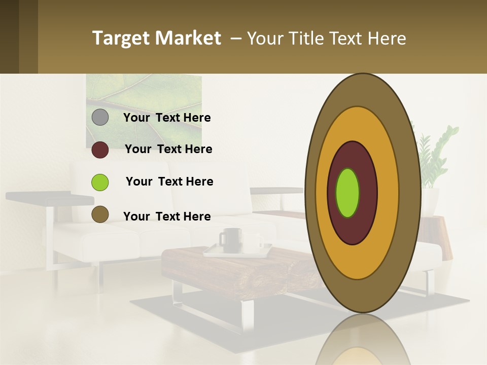 A Living Room With A White Couch And A Coffee Table PowerPoint Template