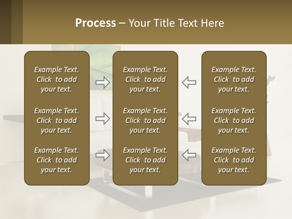 A Living Room With A White Couch And A Coffee Table PowerPoint Template