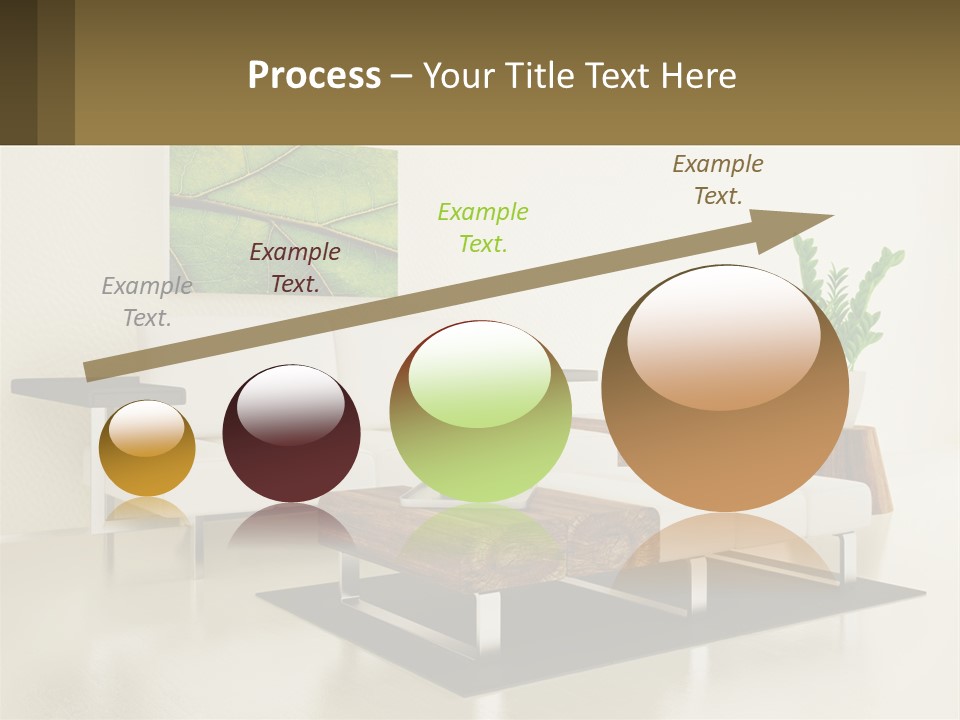 A Living Room With A White Couch And A Coffee Table PowerPoint Template