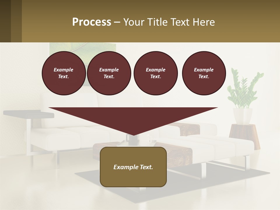A Living Room With A White Couch And A Coffee Table PowerPoint Template
