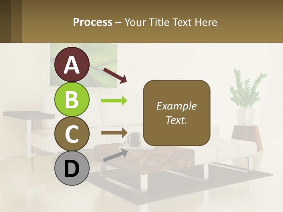 A Living Room With A White Couch And A Coffee Table PowerPoint Template